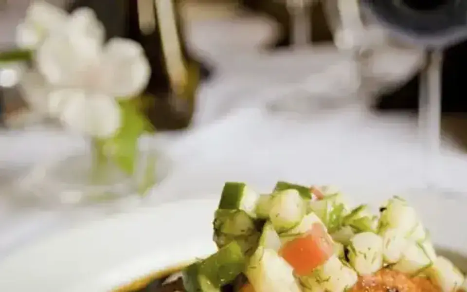 Cantonese steamed fish with broccoli and rice