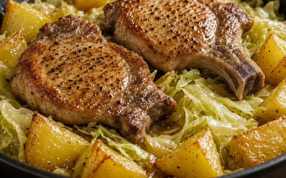 German pork with cabbage and potatoes