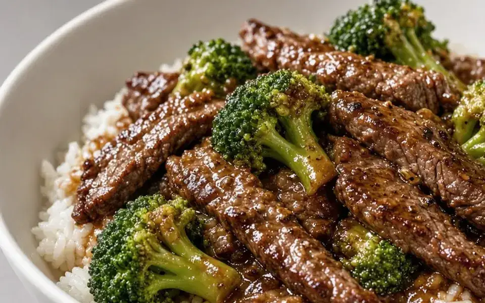Grillades with beef, peppers, and rice