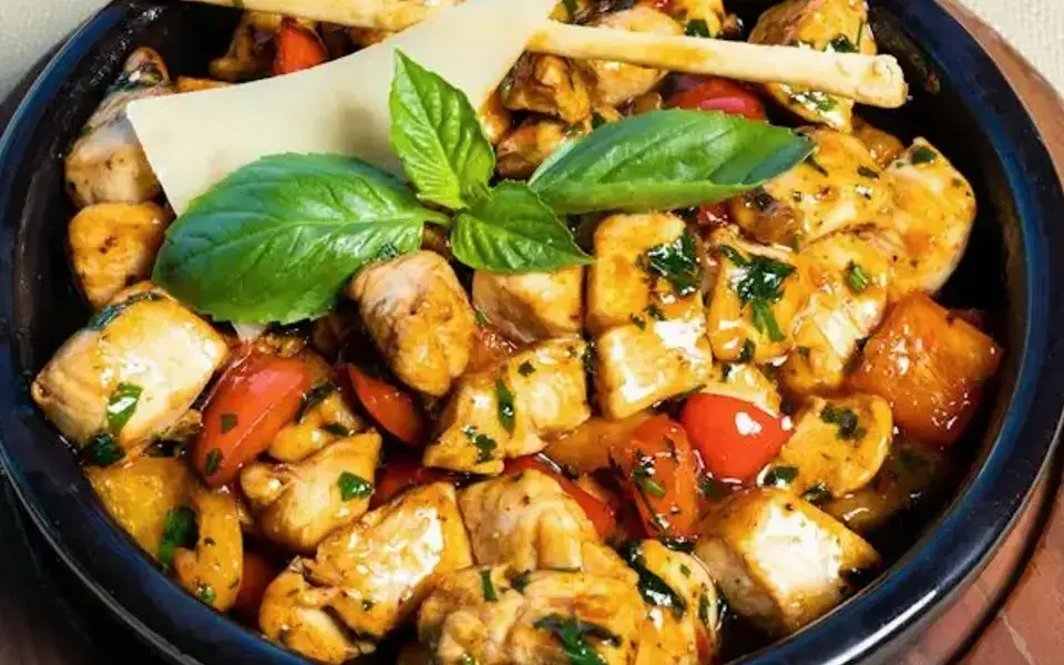 Jambalaya with chicken, peppers, and rice